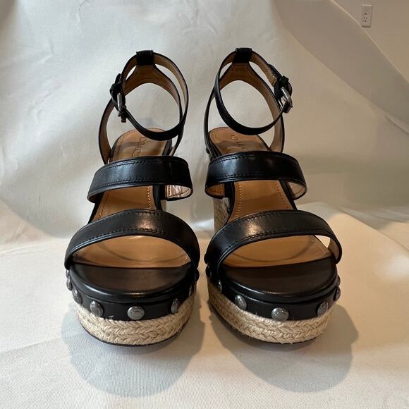 Coach Darcy Semi-Matte Calf Espadrille Wedge Sandal Women's size 9.5 - Picture 2 of 7